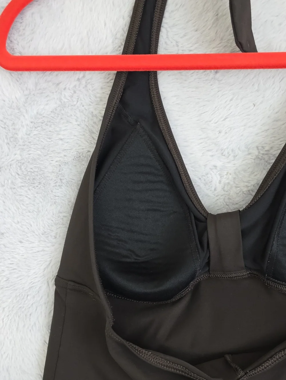 Lands' End Black Halter Tankini Swim Top Size 10 Shelf Bra Tummy Control